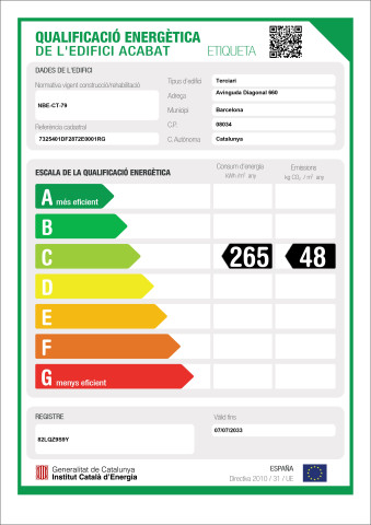 Etiqueta de qualificació energètica de l'Hospital de Barcelona