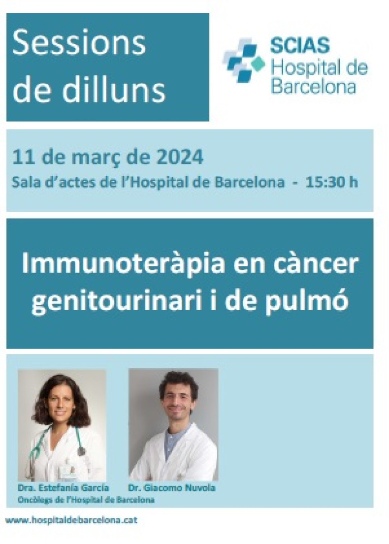 anunci sessió dilluns 11 març 2024 - immunoterà`pia en càncer