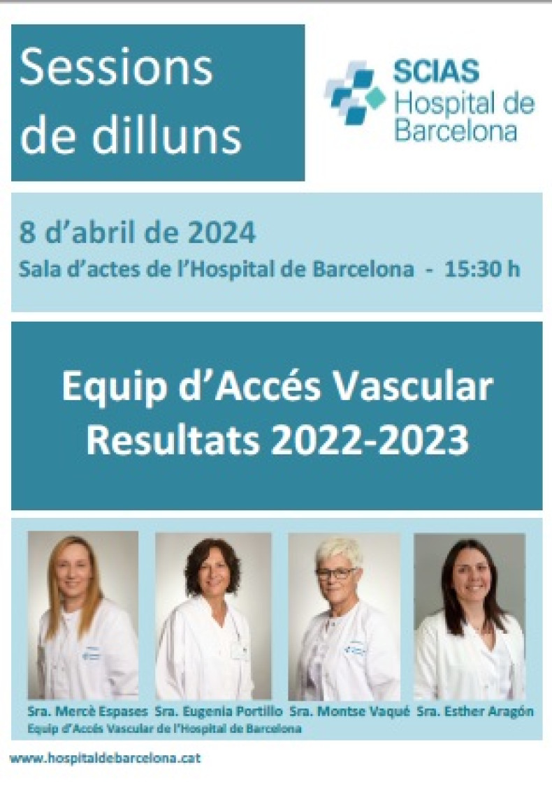anunci sessió dilluns 8 abril 2024 - equip accés vascular